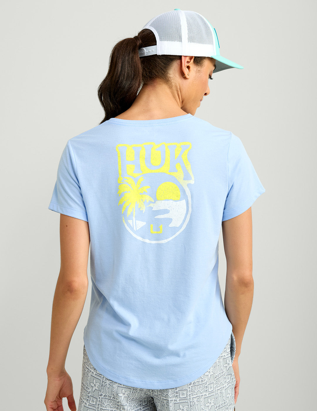 Womens V-Neck Sunset Graphic Tee