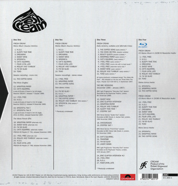 CREAM - FRESH CREAM (4CD) BOX SET