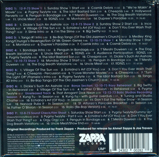 FRANK ZAPPA & THE MOTHERS OF INVENTION ‎- THE ROXY PERFORMANCES 7CD BOX SET