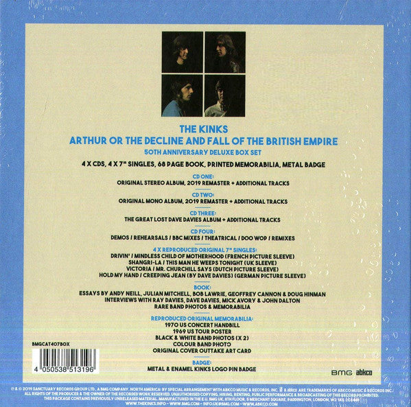 KINKS - ARTHUR 50TH ANNIVERSARY DELUXE (4X7"/4CD/BOOK/PIN) BOX SET