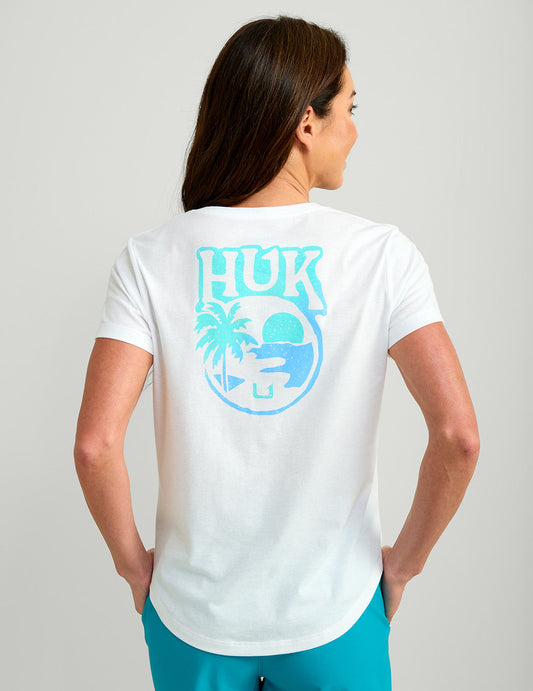 Womens V-Neck Sunset Graphic Tee